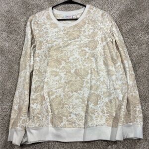 Denim&Co Cream Floral Crew Neck Sweater